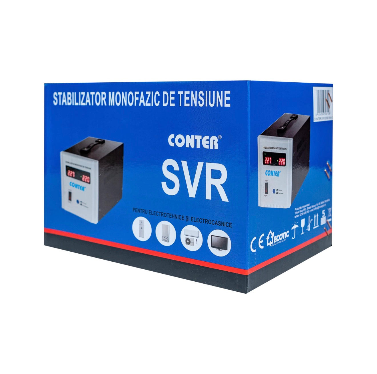 Stabilizator monofazic de tensiune cu releu Conter SVR-500 - 1000VA