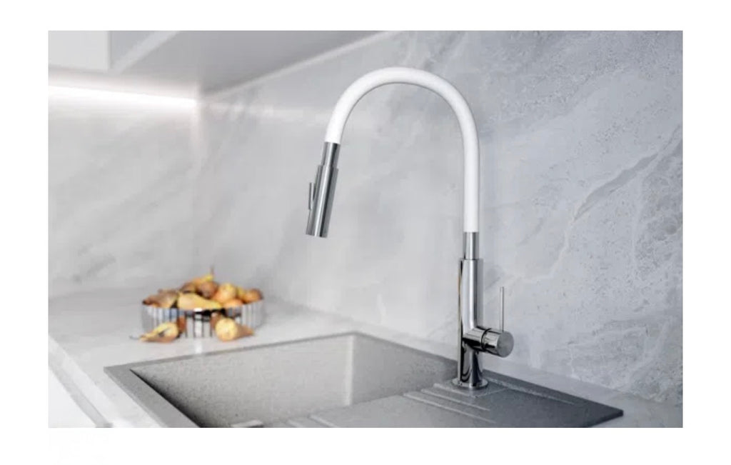 Ferro Chiuvetă bucătărie granit 58x48 cm, 1 cuvă cu picurător, reversibilă, sifon și dop automat incluse