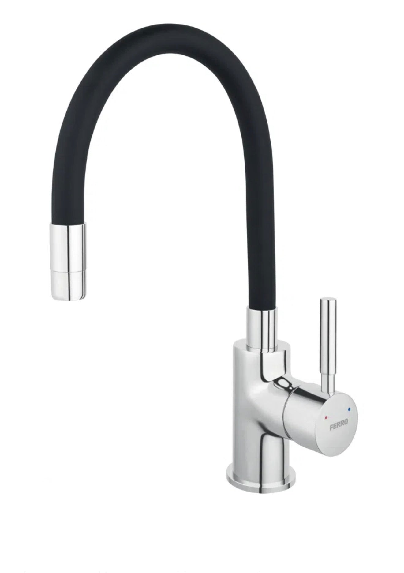 Baterie bucătărie cu pipă flexibilă Ferro Zumba, monocomandă, montaj stativ, design modern