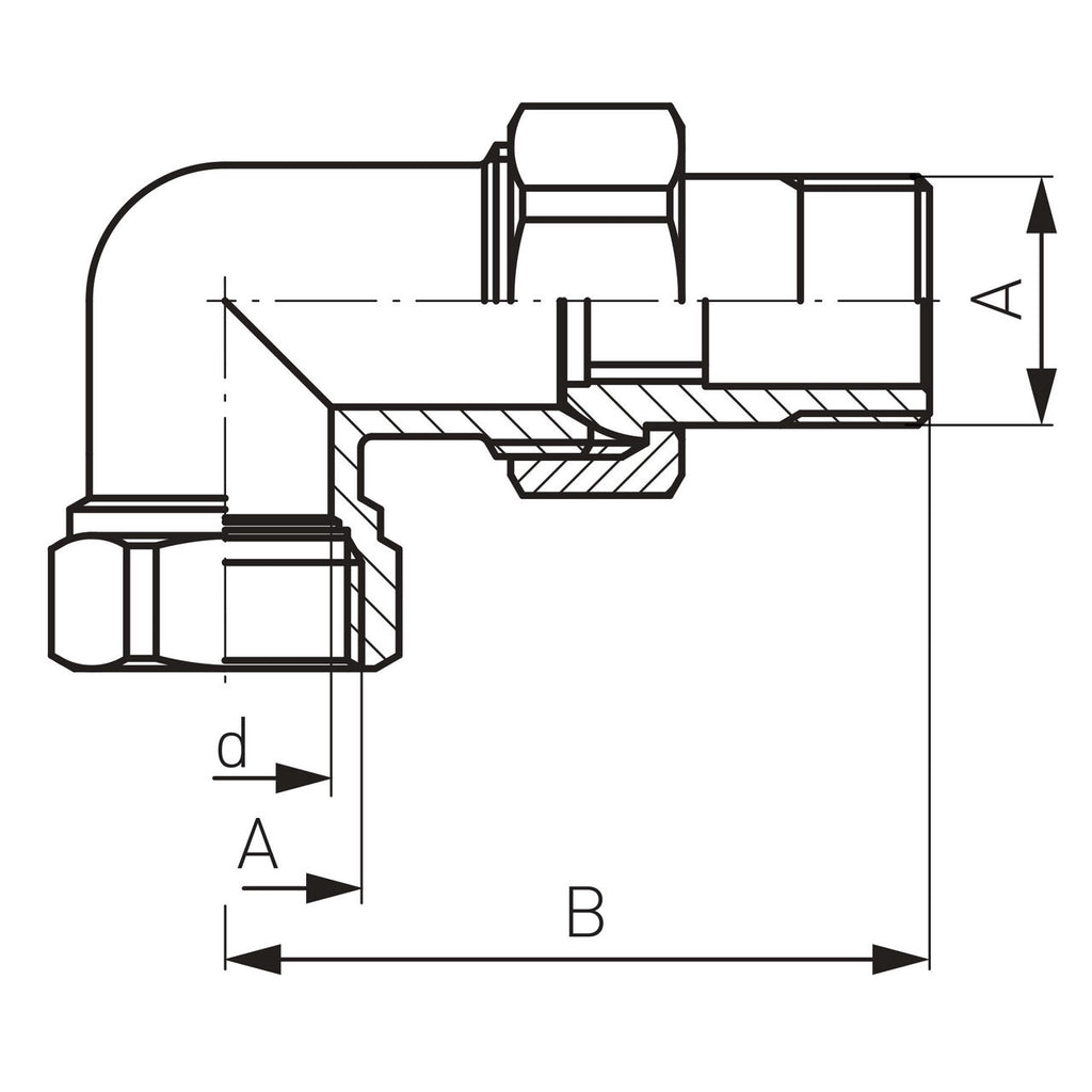 Cot olandez alamă FI-FE 90 grade