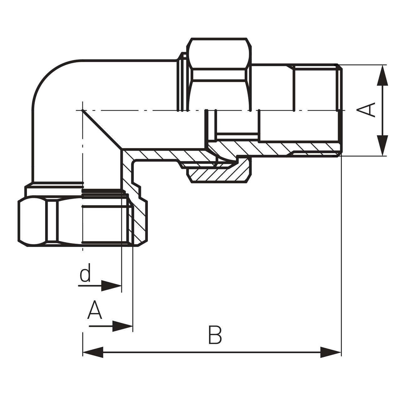 Cot olandez alamă FI-FE 90 grade
