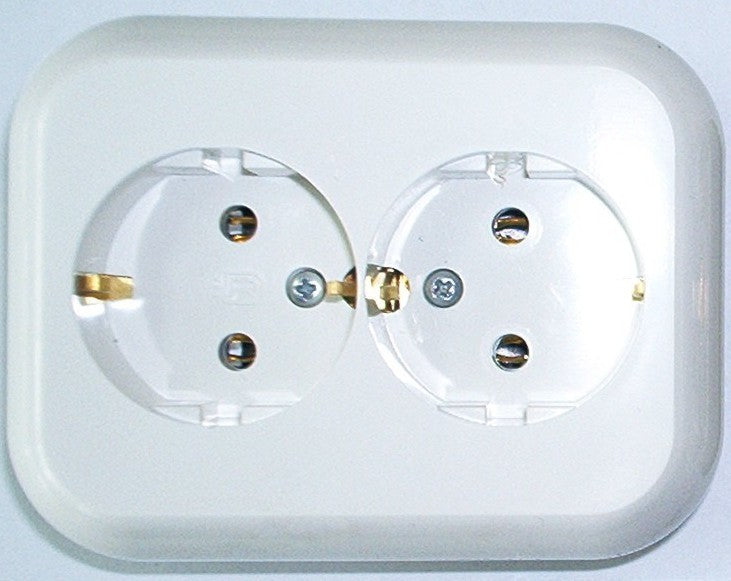 Priză bipolară dublă ceramică cu contact de protecție
