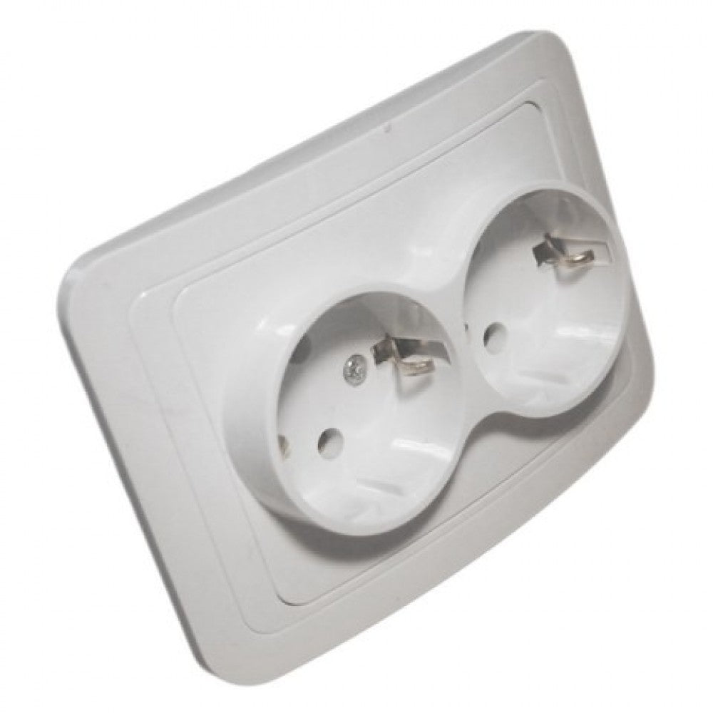 Priza dubla cu contact de protectie - montaj incastrat SPN1004