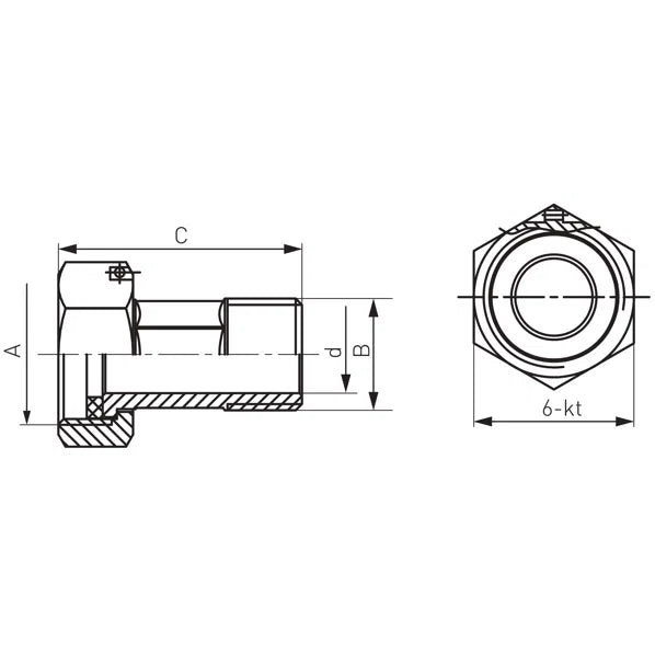 Racord semiolandez 1/2" FI–FE pentru apometru
