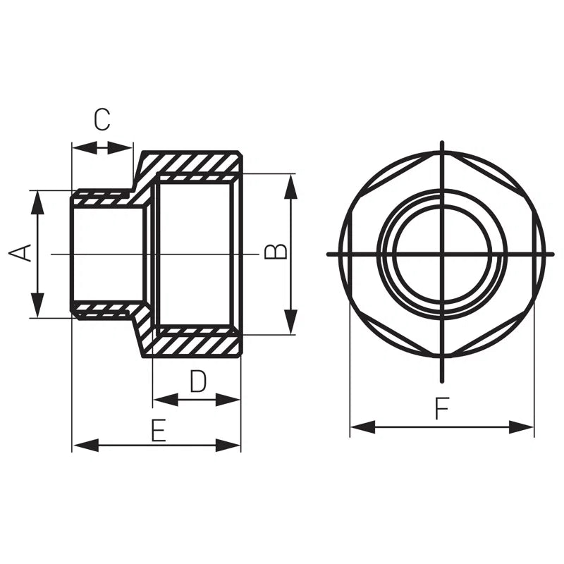 Reducție alamă FE-FI (filet exterior - filet interior)