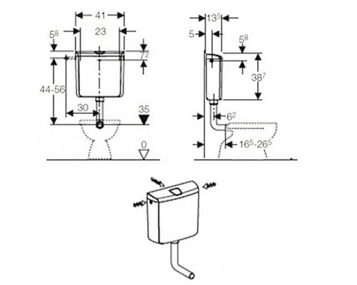 Rezervor WC aparent Geberit AP110, montaj pe tencuială 6–9 L