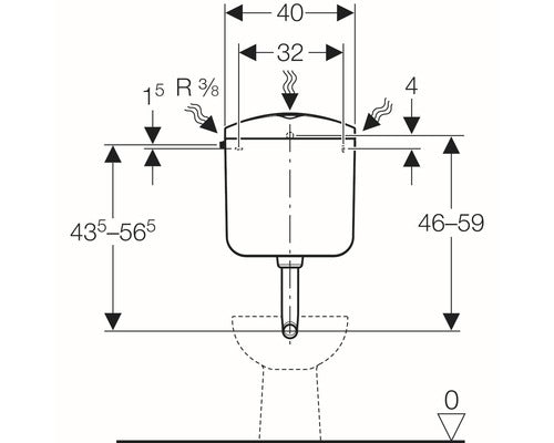 Rezervor WC Geberit Montana Duo AP117, semi-înălțime 3–6 L