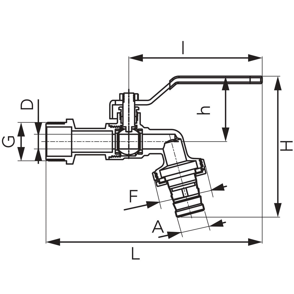 Robinet DS scurgere din alama cu sfera 3/4" FE, Ferro
