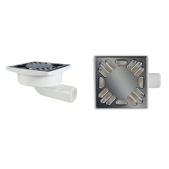Sifon pardoseală 100x100 mm Ø32 evacuare laterală, grătar inox
