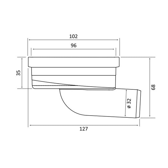 Sifon pardoseală 100x100 mm Ø32 evacuare laterală, grătar inox