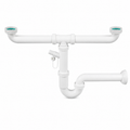 Sifon dublu chiuvetă 1 1/2”, reglabil, cu racord evacuare – alb